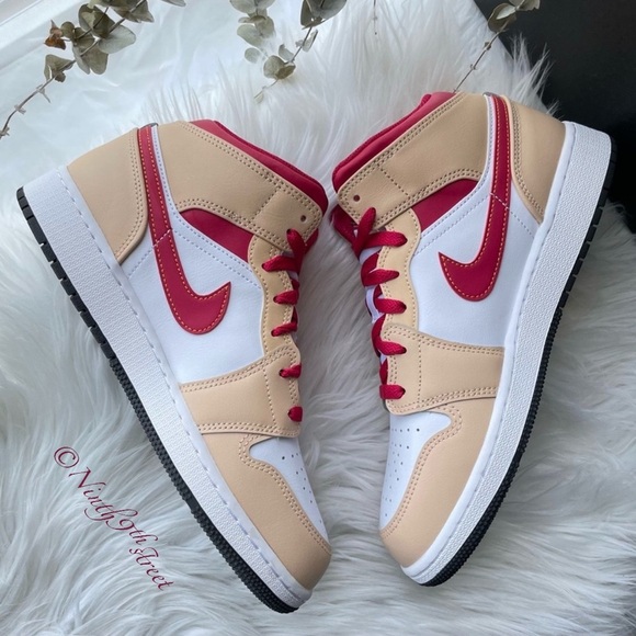 Nike Air Jordan 1 Mid White Onyx Light Curry White W8 Y6.5 M6.5 - Picture 11 of 15